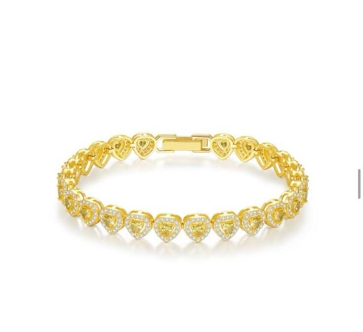 Yellow Heart Tennis Bracelet