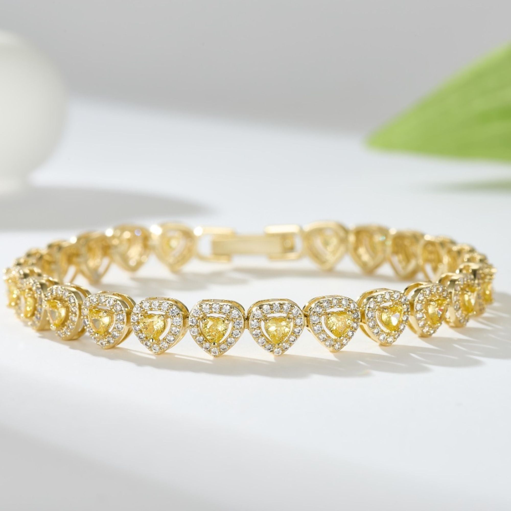 Yellow Heart Tennis Bracelet