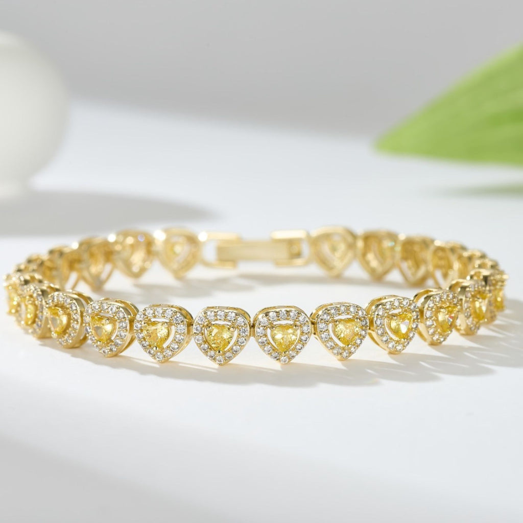 Yellow Heart Tennis Bracelet