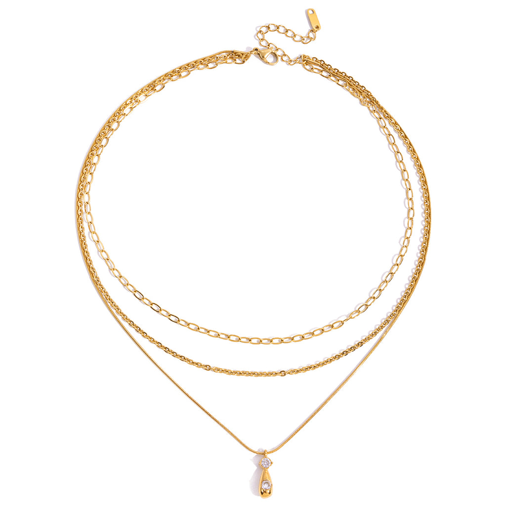 Layered Gold Drop Necklace