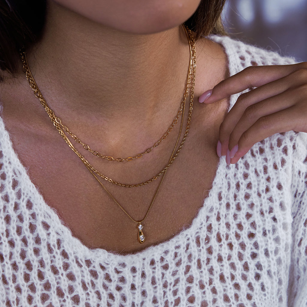 Layered Gold Drop Necklace