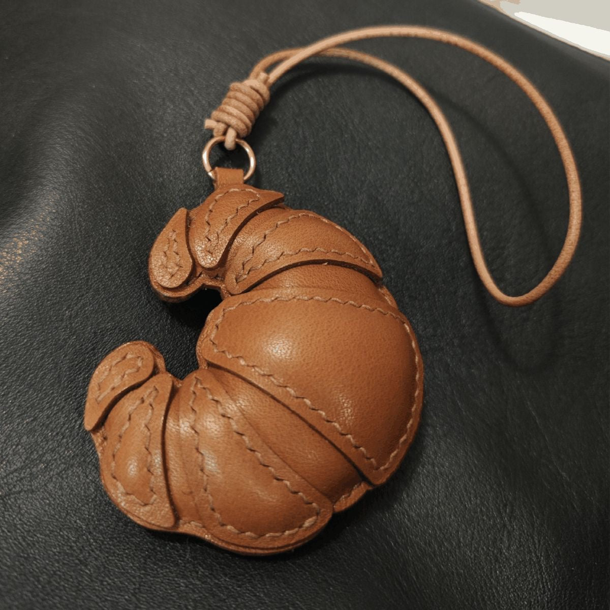 Real Leather Croissant Charm