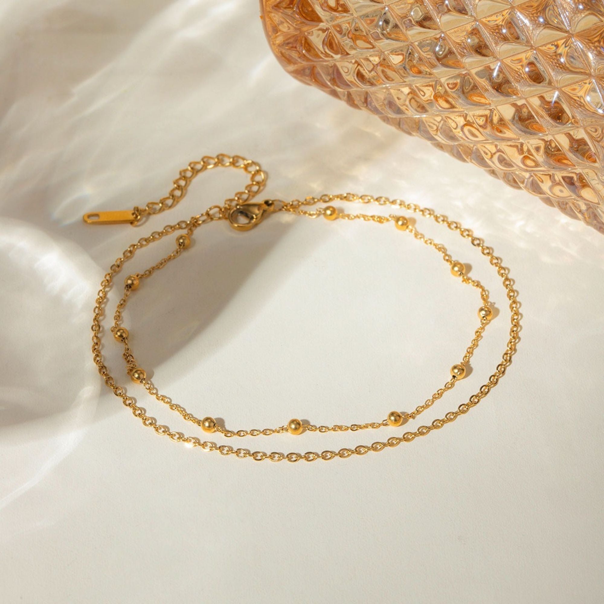 Two Chain Dots Anklet