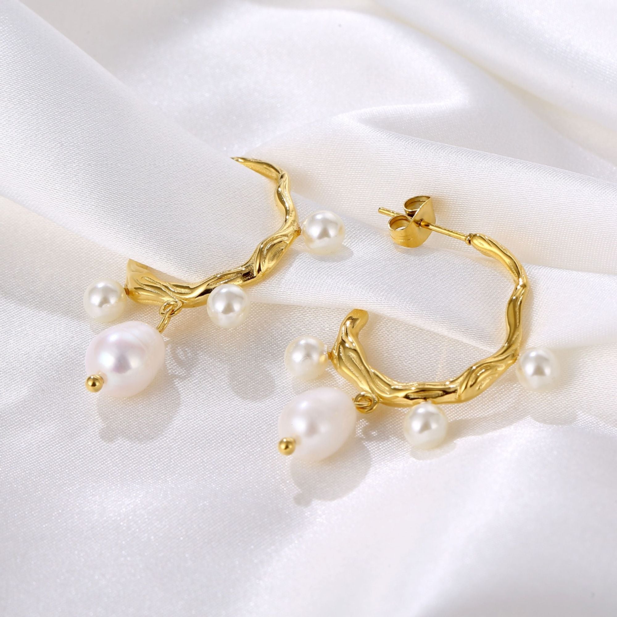 Pearl Drop Hoops