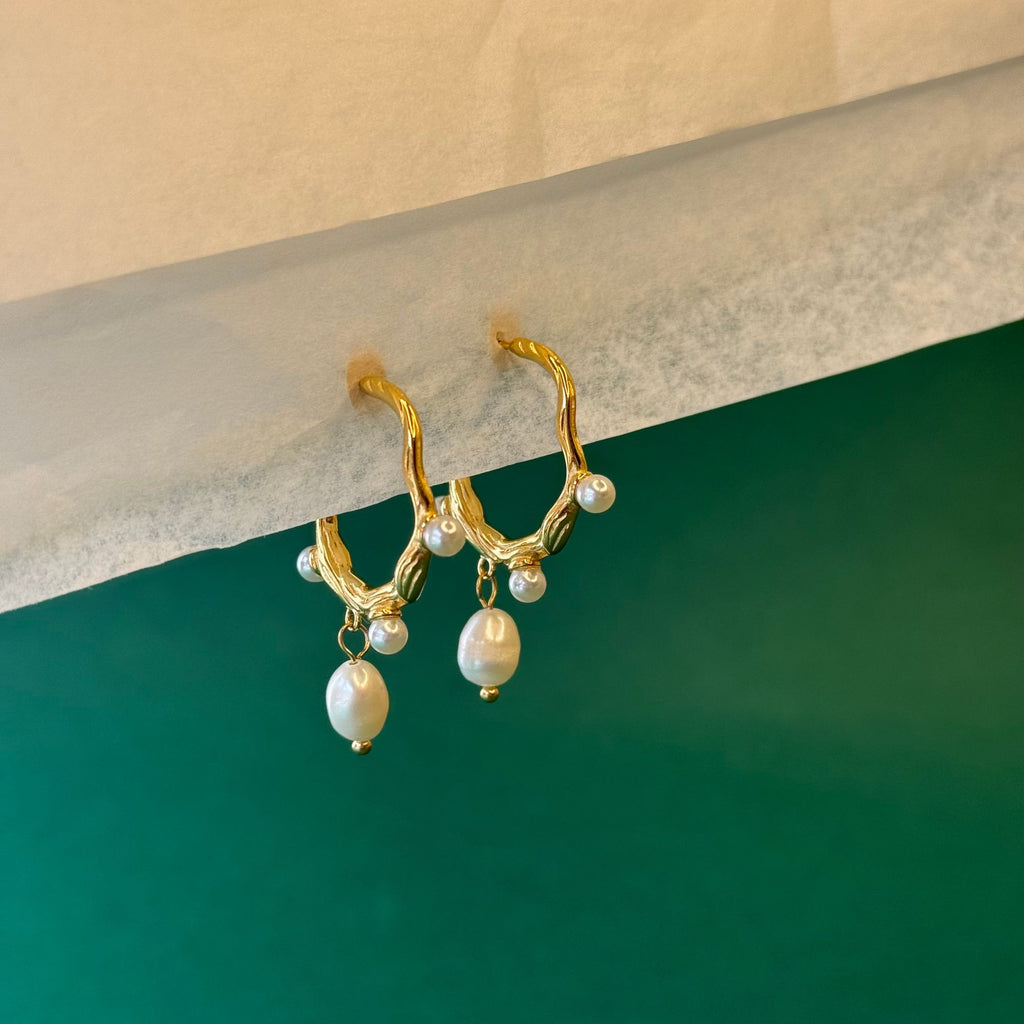 Pearl Drop Hoops