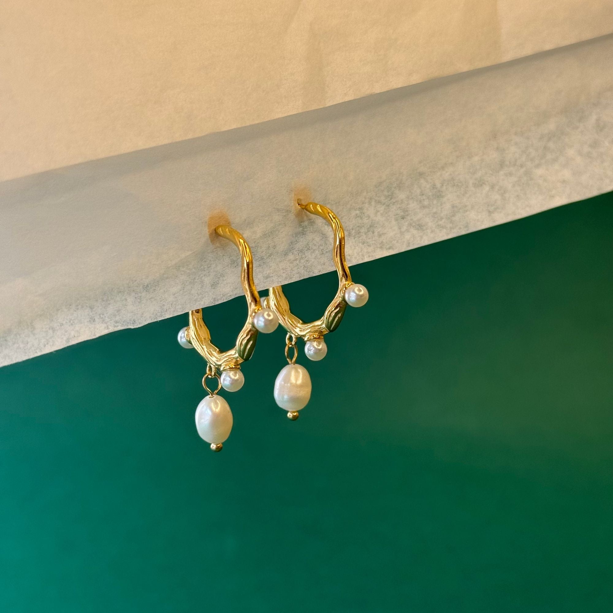 Pearl Drop Hoops